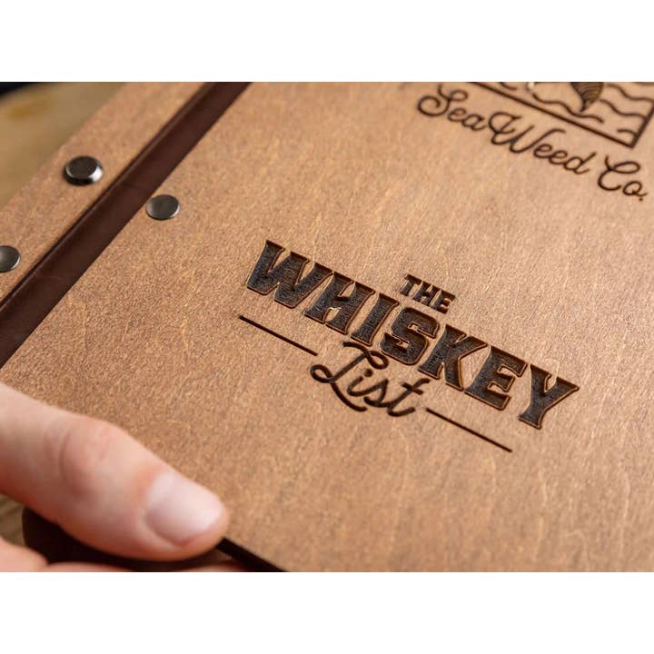 Inko Horeca Accessories - Wholesale Binder - Wooden Menu Holder For Whiskey List With Engraving