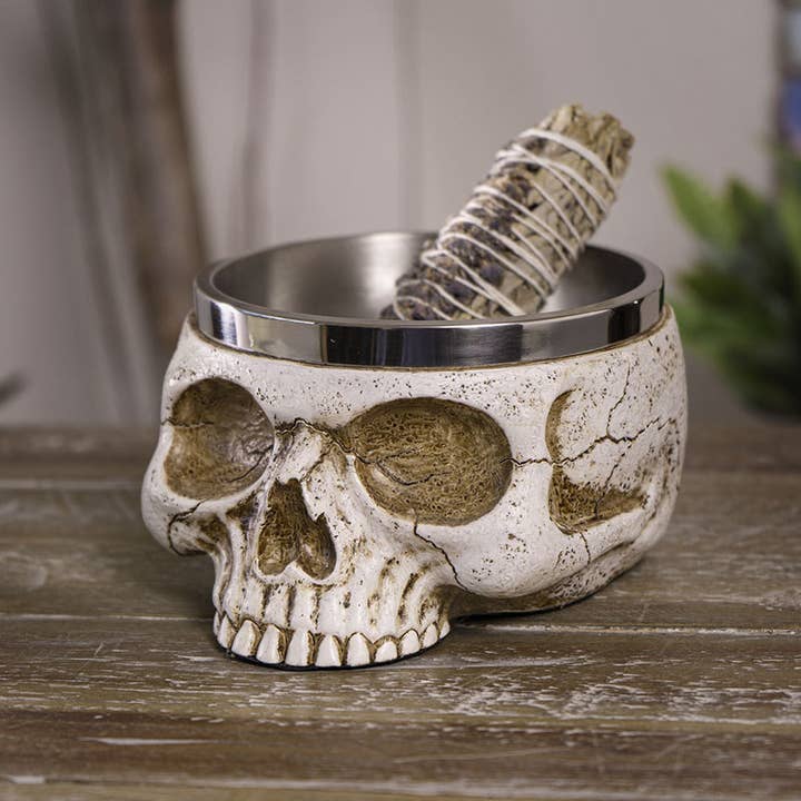 Pacific Trading - Wholesale Smudge Plate - 14955 Skull Smudge Bowl C/24