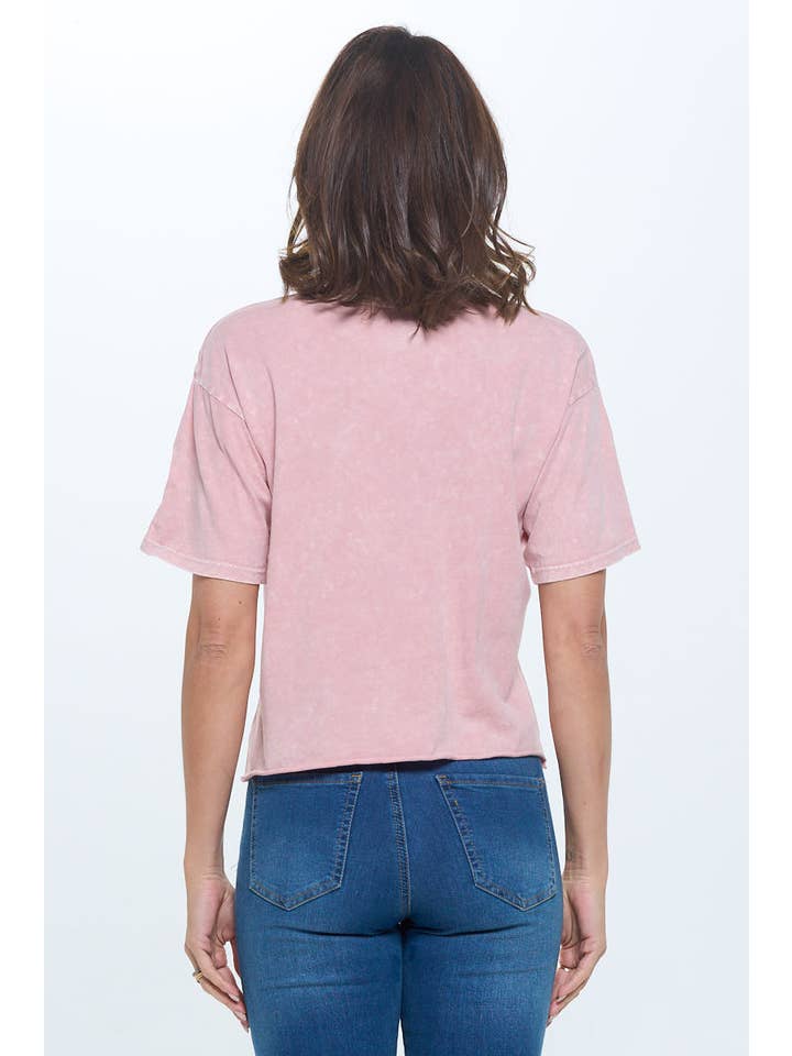 Knit Riot - Wholesale Knit top – Women's - Blank Mineral Washed Cropped Tee2