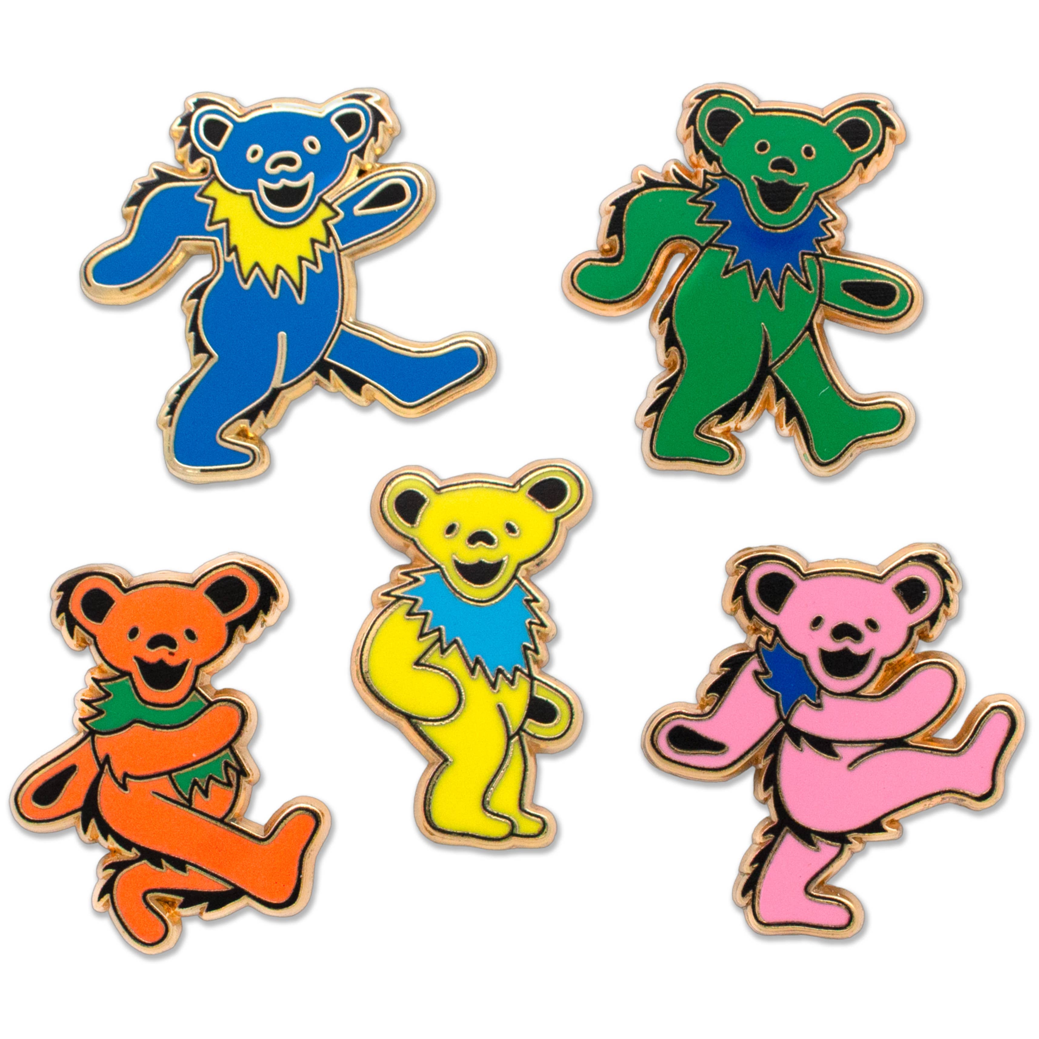 Hiouchi Jewels | Rose & Bolt Grateful Dead Jewelry - Wholesale Lapel Pin/Button - Grateful Dead Dancing Bears Pin Set0