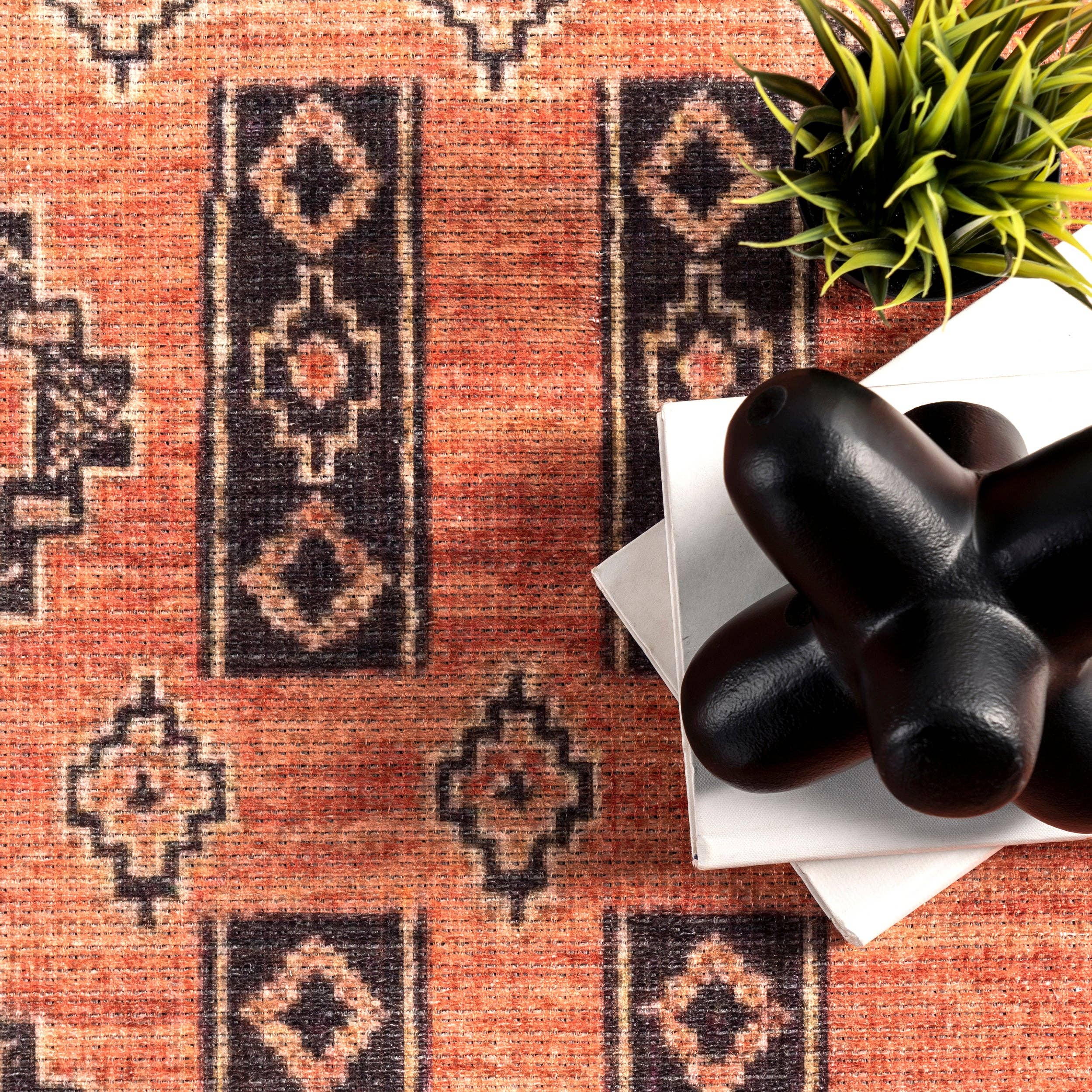 Rust Quincy Cotton-Blend Traditional Area Rug for wholesale on Faire7