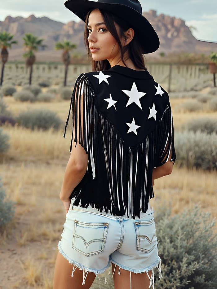 Bailey Stars Fringe Shrug for wholesale by Life Clothing Co