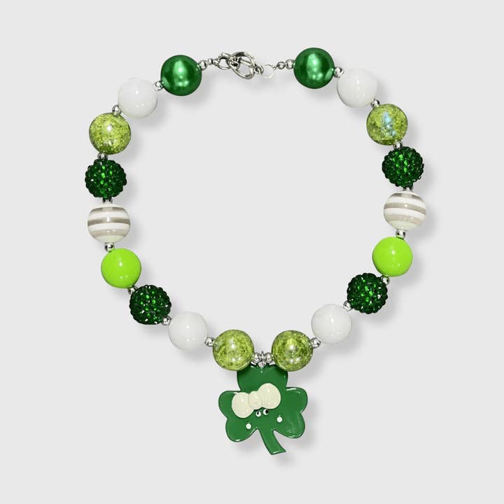 Bubblegum Necklace - St. Patrick's Clover Striped for wholesale by ILTEX Apparel