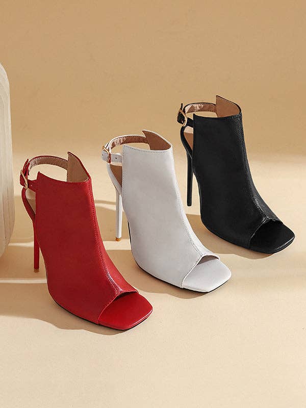 VividLux - Wholesale High Heels - Women's - Belt Buckle Peep Toe Split-Joint Pumps Sandals12