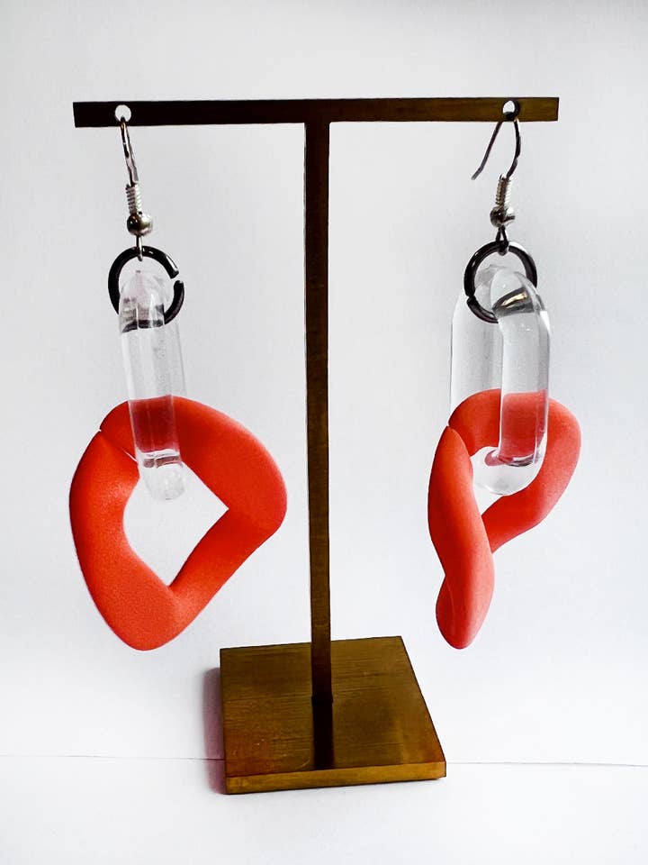 Infinite Colors Matte Orange Chain Earrings for wholesale by cukimber