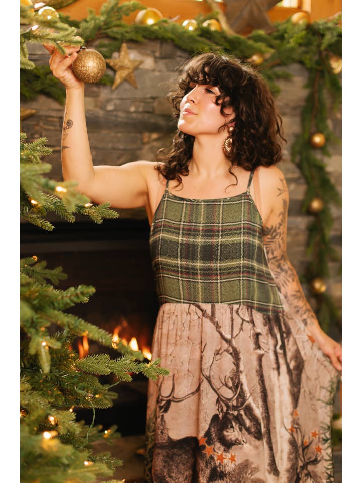 Market of Stars (USA) - Wholesale Dress - Women's - Winter Wish Bohéme Long Maxi Slip Dress w/ Christmas Deer4