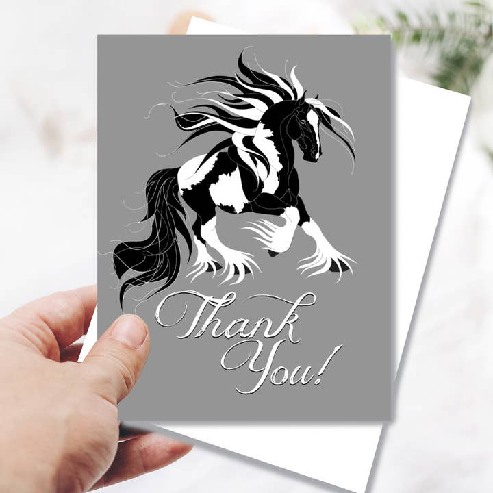 Horse Thank You Greeting Card / Gypsy Vanner Horse for wholesale by Horse Hollow Press