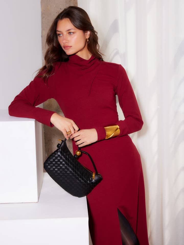 Brick F Tasha Turtleneck Midi Dress for wholesale on Faire0
