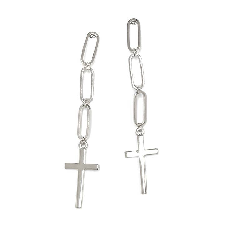 StarryNYC - Wholesale Dangle Earrings - Cross and Paper Clip Linked Drop Dangle Earrings3