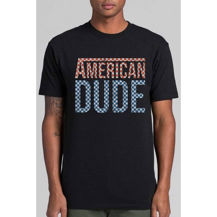 T-shirt van American Dude Checkered 4 juli voor wholesale door Bella Me