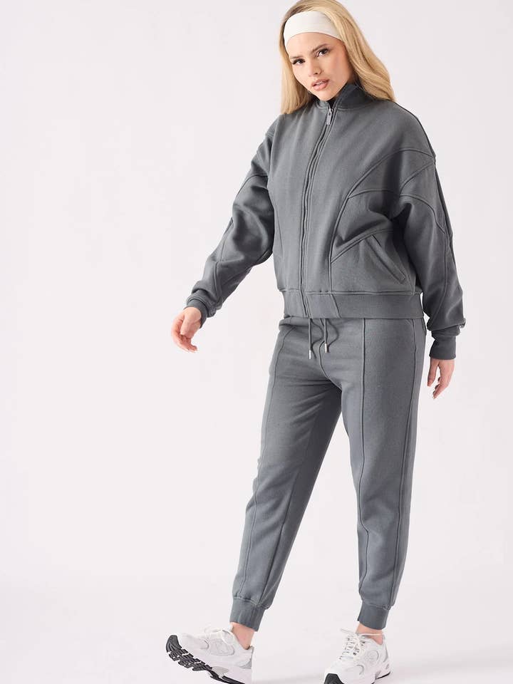 Elowen Zip Up Sweatshirt – Grey for wholesale by JMOJO UK Limited