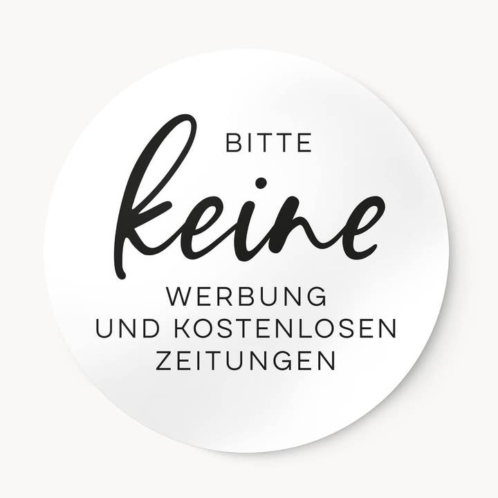 NORDEULE – Adesivo por atacado – Adesivo para caixa de correio branco « Por favor, sem jornais publicitários » | ⌀ 6 cm0