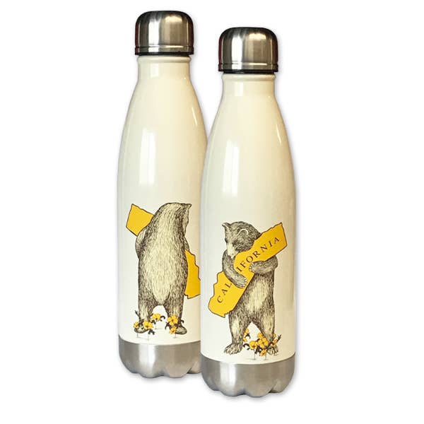 SF Mercantile - Wholesale Water Bottle - CA Bear Hug Stainless Steel Water Bottle, Antique White