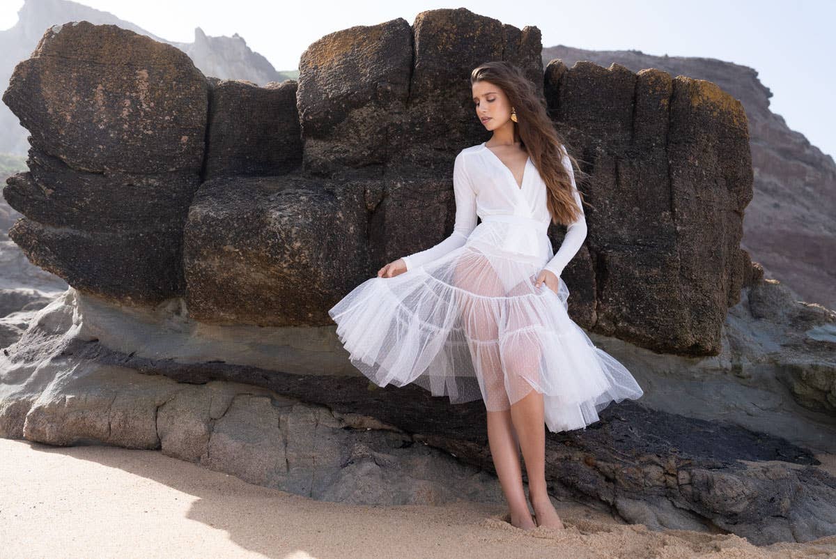 CHOKLATE PARIS – Großhandel Rock – Damen – Midirock aus Tüll mit elastischem Bund – Modell 296934