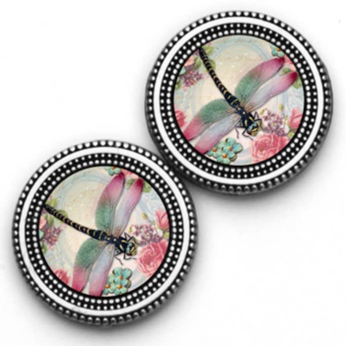 Dragonfly Flowers billedmagnetknappesæt for engroshandel hos MagneButton