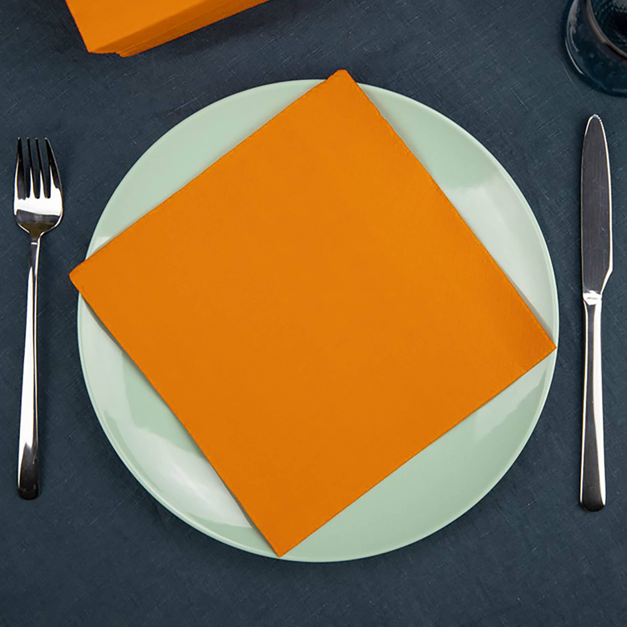 ROLL-LUX - Wholesale Disposable Napkin - 9 packs of 40 Linen-Orange Paper Napkins 2-ply5