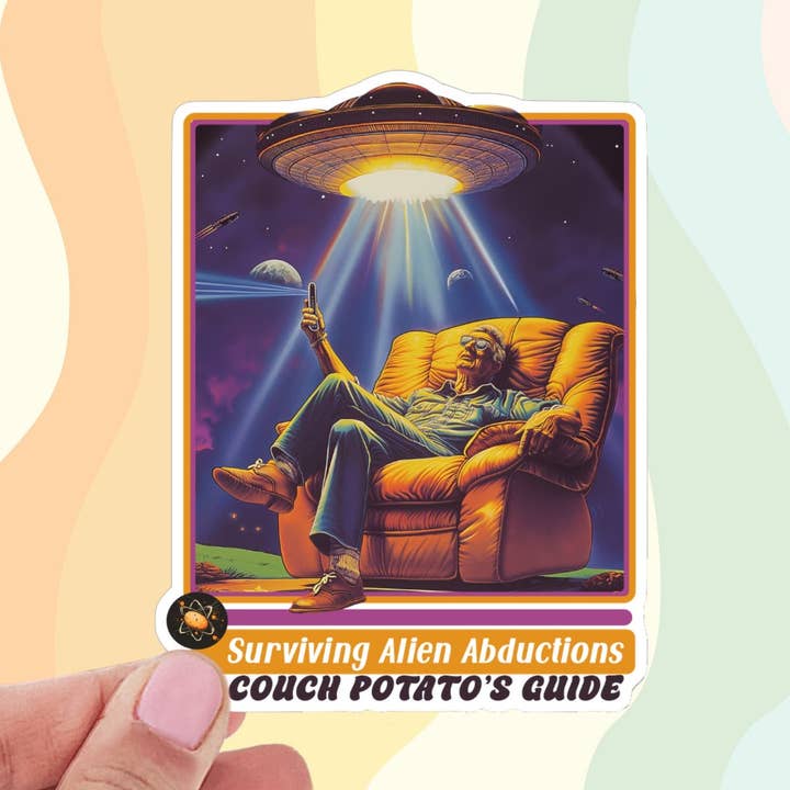 Funny Retro Eighties Sticker - SURVIVING ALIEN ABDUCTIONS - Spoof Learning Series Sticker for 80s Kids for wholesale by Otto's Grotto
