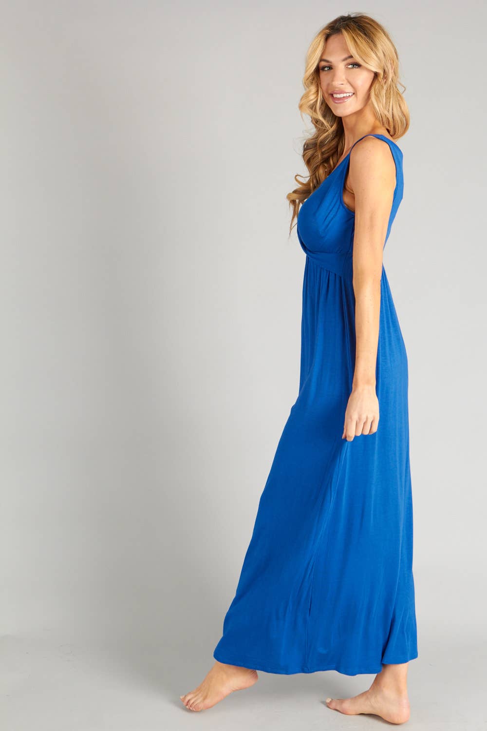 BLEU ROYAL [✨VENTE SPÉCIALE] Robe longue en spandex de rayonne unie - #T1450DV en vente sur Faire2