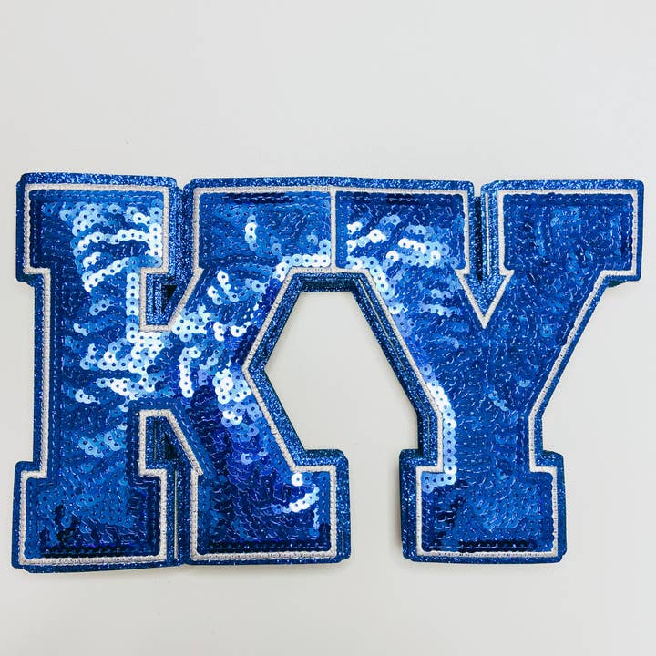 TEELUX - Wholesale Patch - 10" KY - KENTUCKY in BLUE Sequin - Sequin Patch