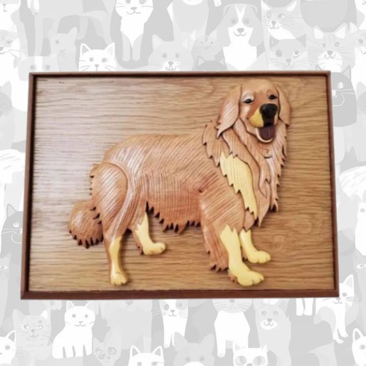 Golden Retriever - Urne funéraire en bois fait main pour chien pour la vente par Positive Urns
