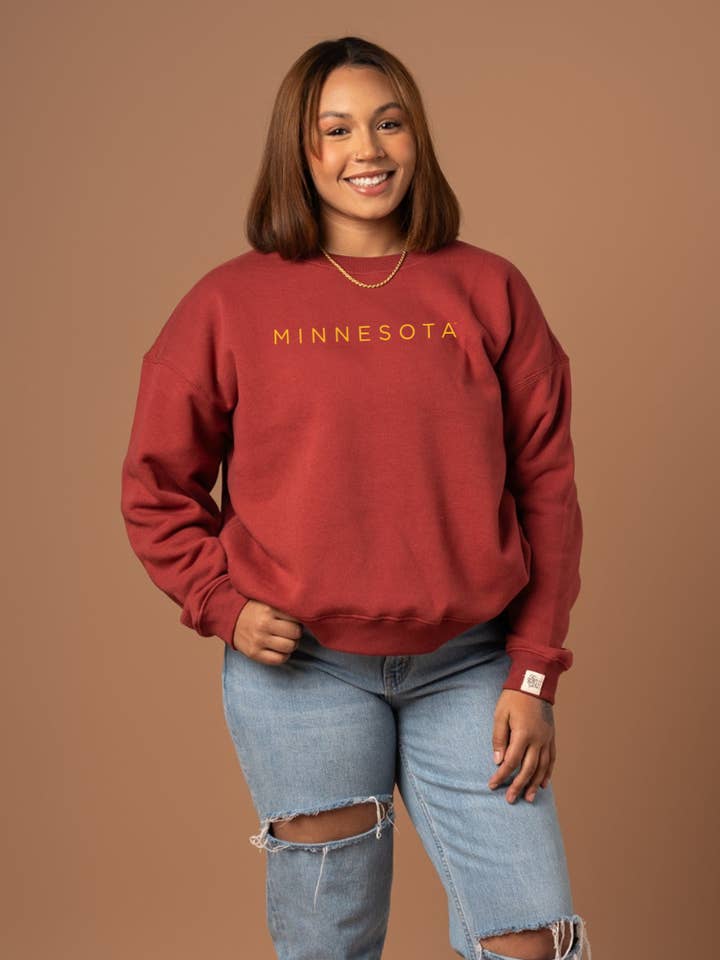University of Minnesota Embroidered Oversized Crew Neck for wholesale by Fan Girl Clothing