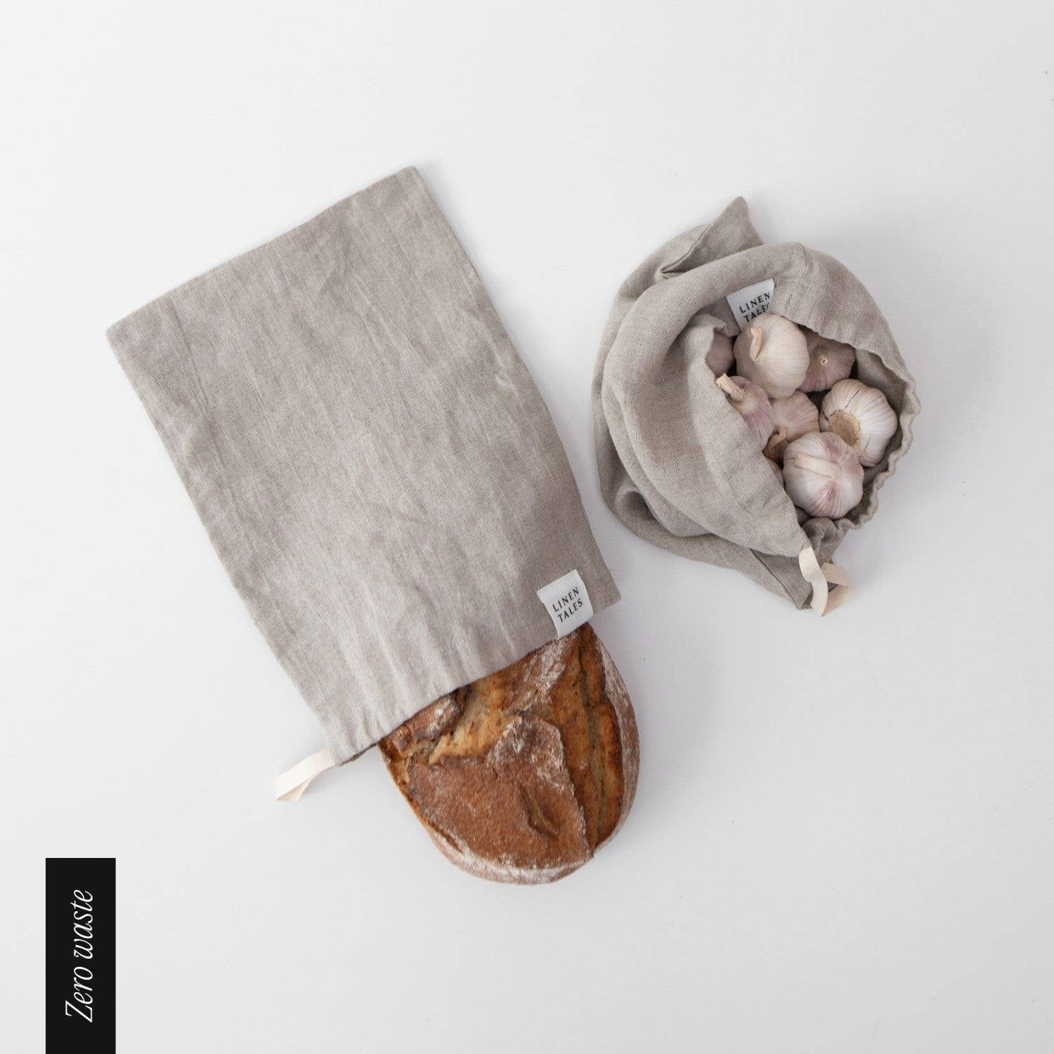 Linen Tales (We cover U.S. import duties) – wholesale Påse med dragsko – Unisex – Zero Waste Naturliga Linnetryckspåsar med Dragsko, Set om 30