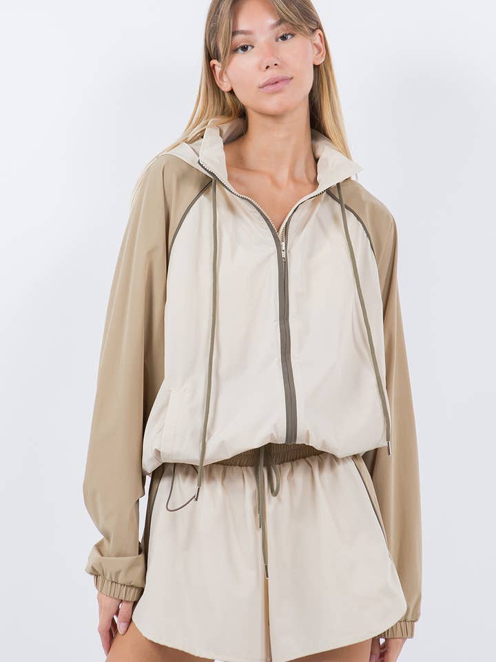 ZIP UP COLOR BLOCK WINDBREAKER for wholesale by Whiteroom+Cactus