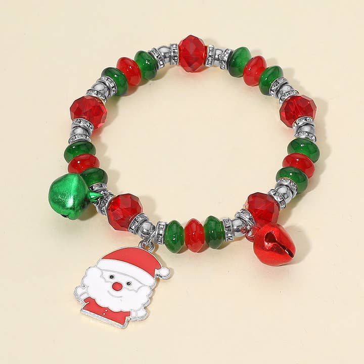Loogai - Wholesale Beaded Bracelet - Kids - Santa Charm Beaded Stretch Bracelets For Kids - Assorted1