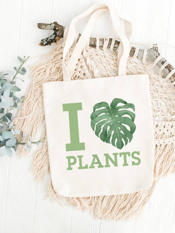 I Love Plants Canvas Tote Bag for wholesale by Greens N' Things LLC