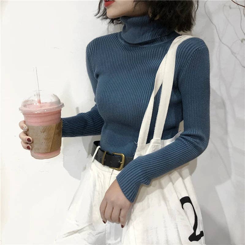 Blak Wardrob - Wholesale Knitted jumper – Women′s - Turtleneck Women Korean Sweater30