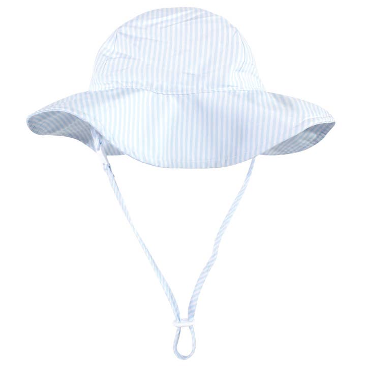 Hudson Baby Sun Protection Hat, Blue White Stripe for wholesale by BabyVision
