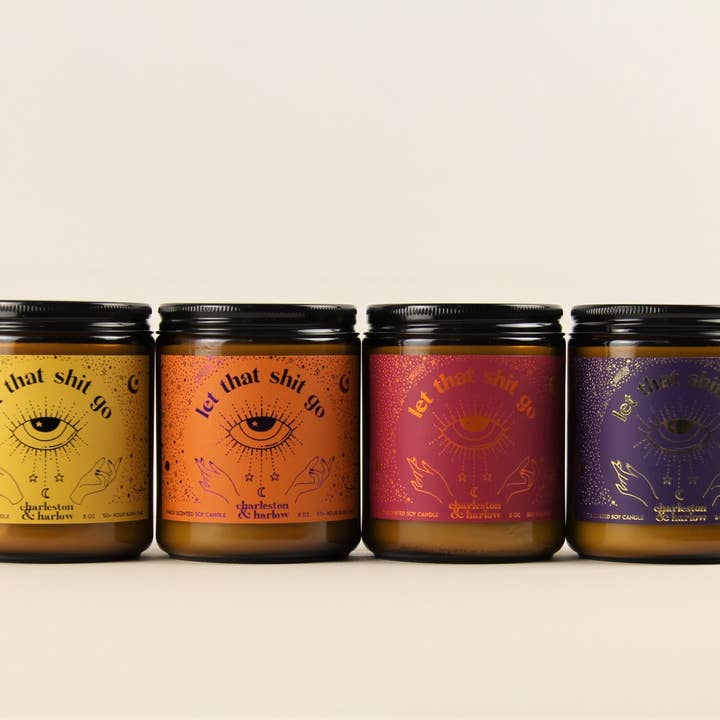 Charleston & Harlow Candle Co. - Wholesale Jar/Filled Candle - Let That Shit Go - Bourbon, White Maple + Pecan Soy Candle