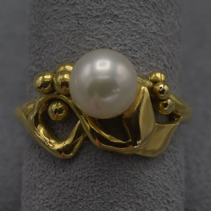 Anel Pérola Folhada por atacado de Three pines fine jewelry