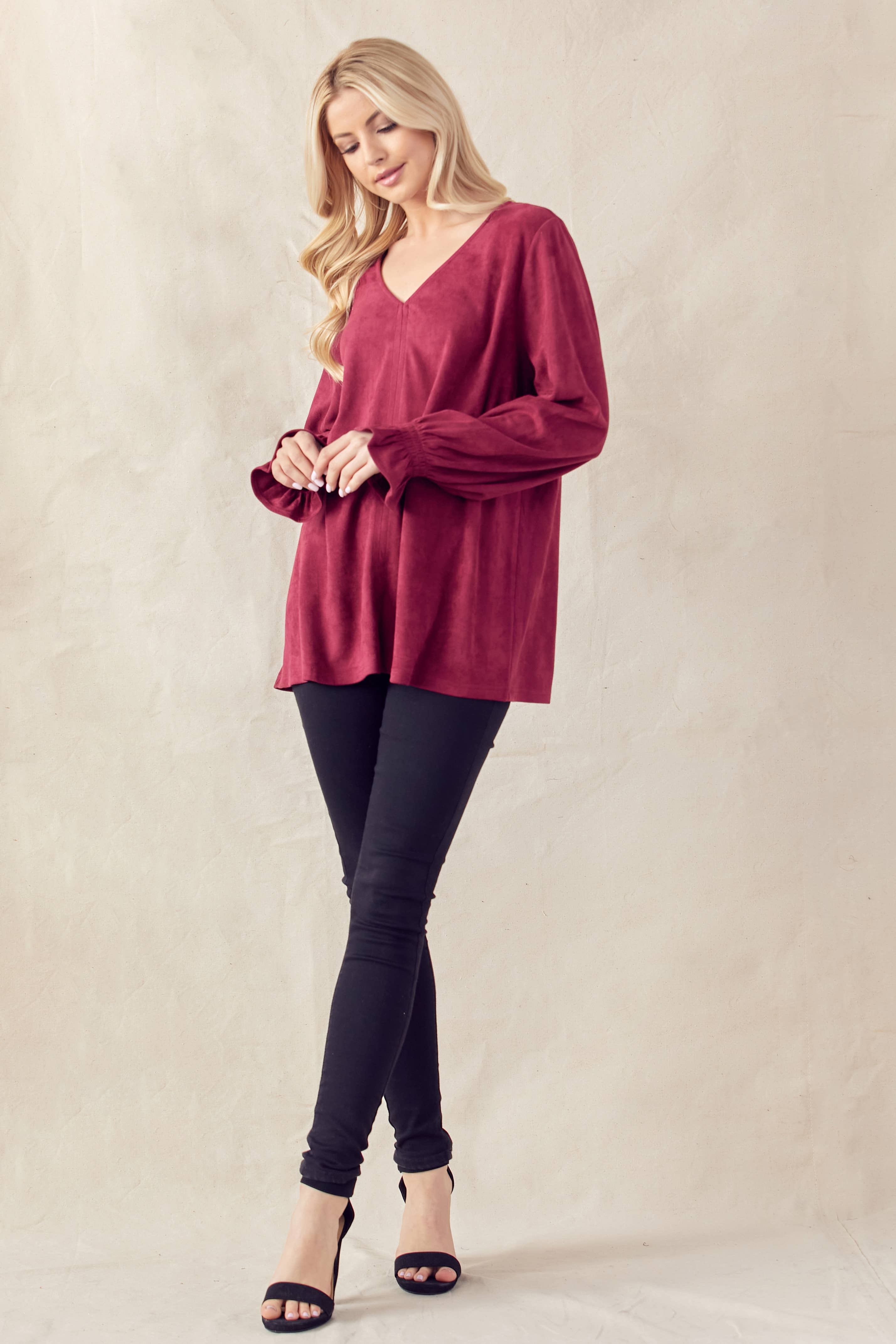 Joh Apparel - Wholesale Blouse - Women's - Abigail Stretch Suede Top40