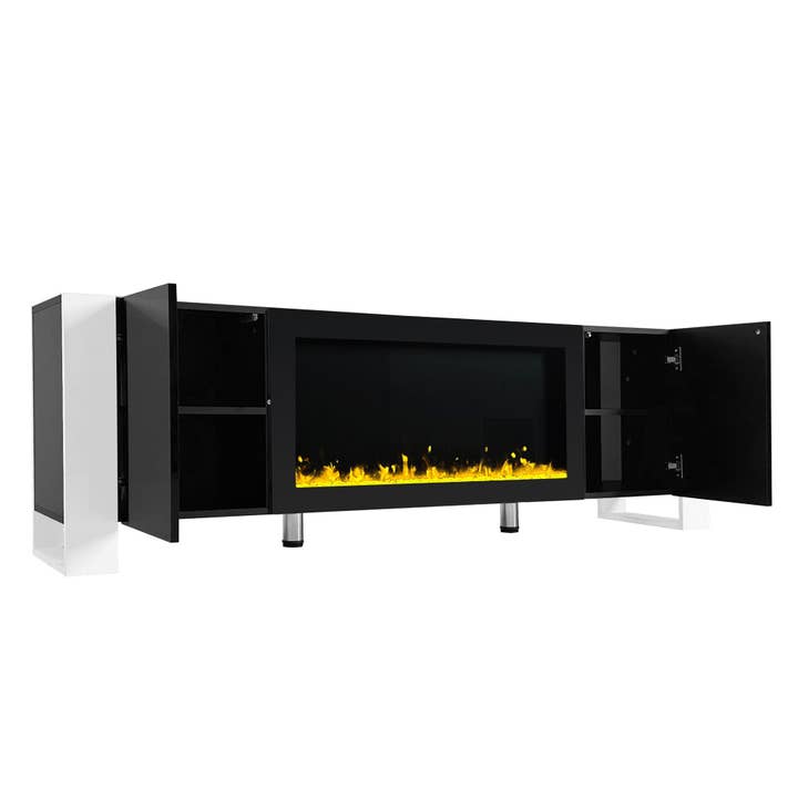 39F Inc. - Wholesale Console Table - 68.1"W Modern TV Stand w/34.2" Fireplace (Up to 78" TVs)27