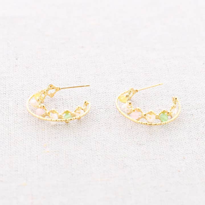 Crystal Pearl Steel Hoop Earrings for wholesale by Sonata