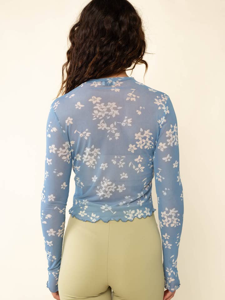 NLT - Wholesale Blouse - Women's - Ivy Mock Neck Floral Mesh Top2