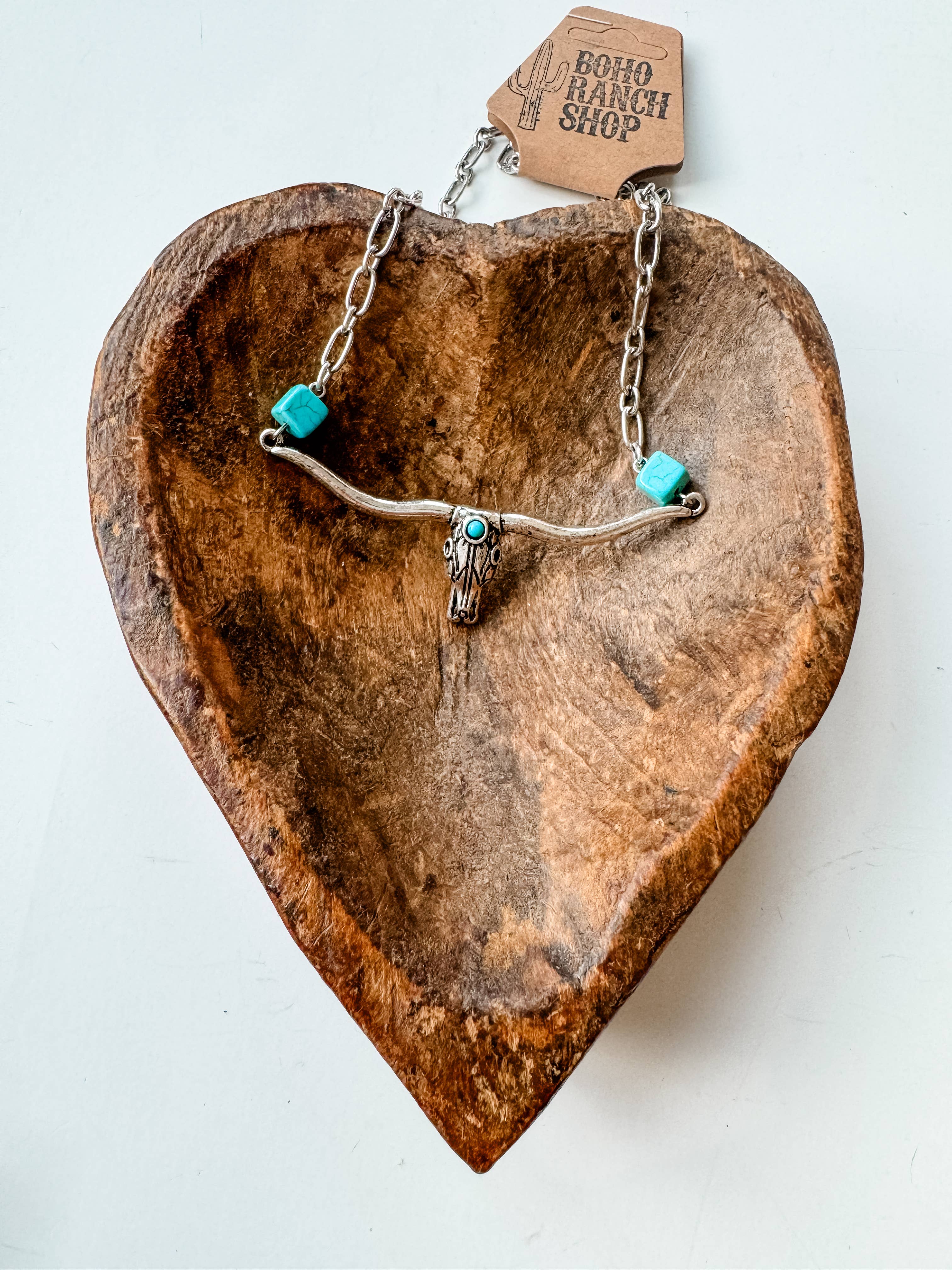 Boho Ranch Shop - Vente Colliers à pendentif - Collier Chaîne Longhorn Steer Collier Western2