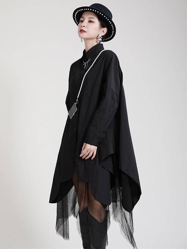 UZ Wholesale Store - Wholesale Dress - Women's - Urban Loose Split-Joint Lapel Long Sleeves Midi Dress2