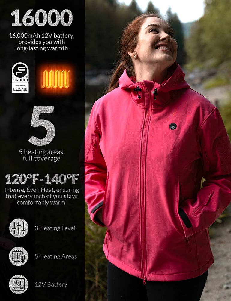 Antarctica Outdoors - Wholesale Jacket - Women's - ANTARCTICA GEAR Heated Jacket for Women, Winter Coat Soft Shell Heating Hood Jacket26