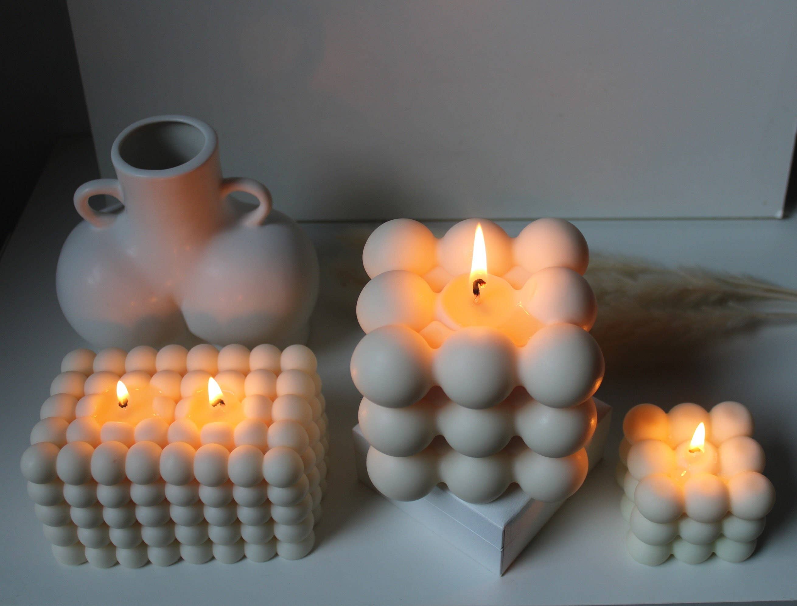 MarneyAsh - Venta al por mayor Velas de diseño llamativo - Vela grande con forma de cubo de doble burbuja, vela de burbujas XL con 2 mechas7