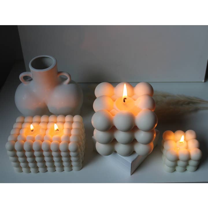 MarneyAsh - Venta al por mayor Velas de diseño llamativo - Vela grande con forma de cubo de doble burbuja, vela de burbujas XL con 2 mechas7