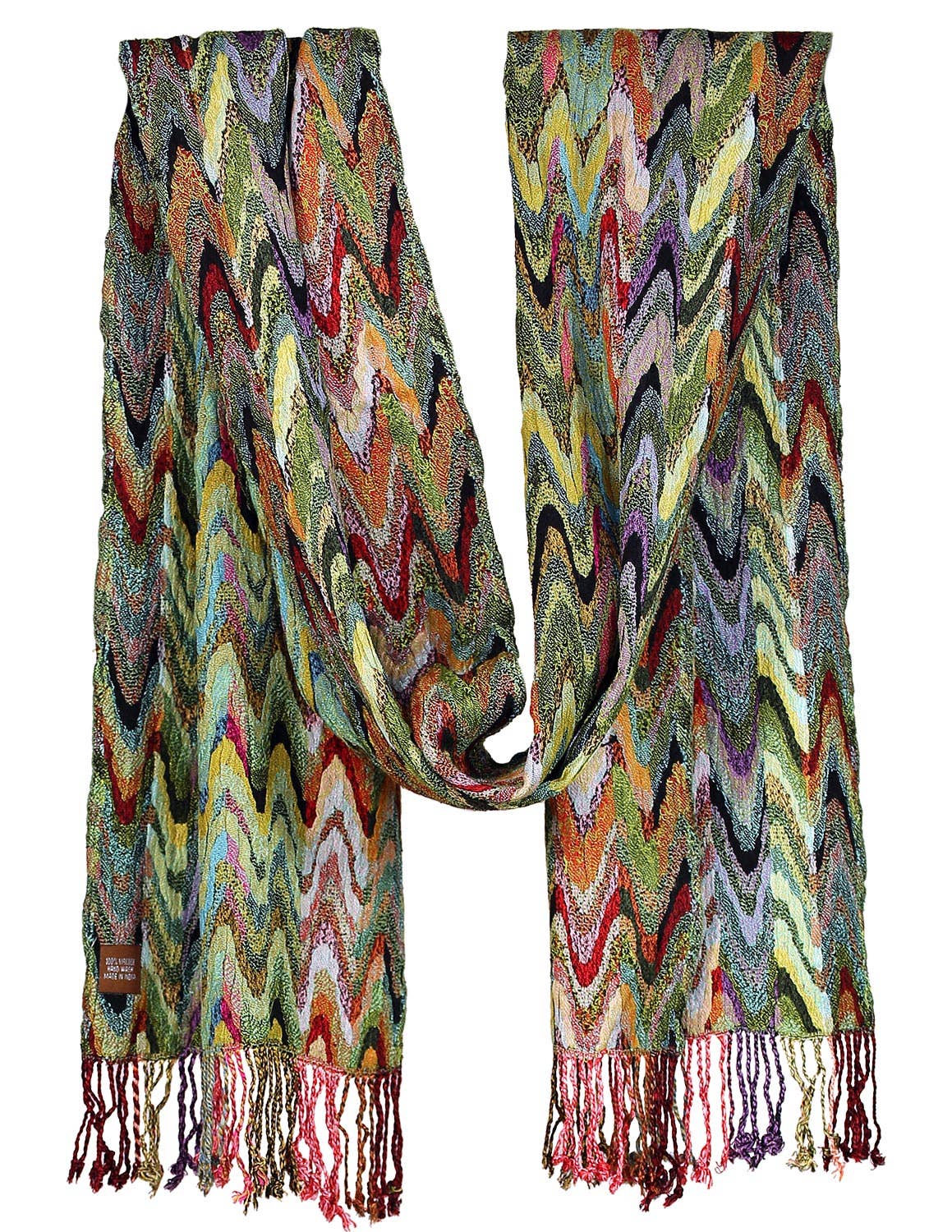 Sunshine Joy – wholesale Scarf – Unisex – Zig Zag Soul Scarf – Multi-Colored Long Scarf, 100% Viscose3
