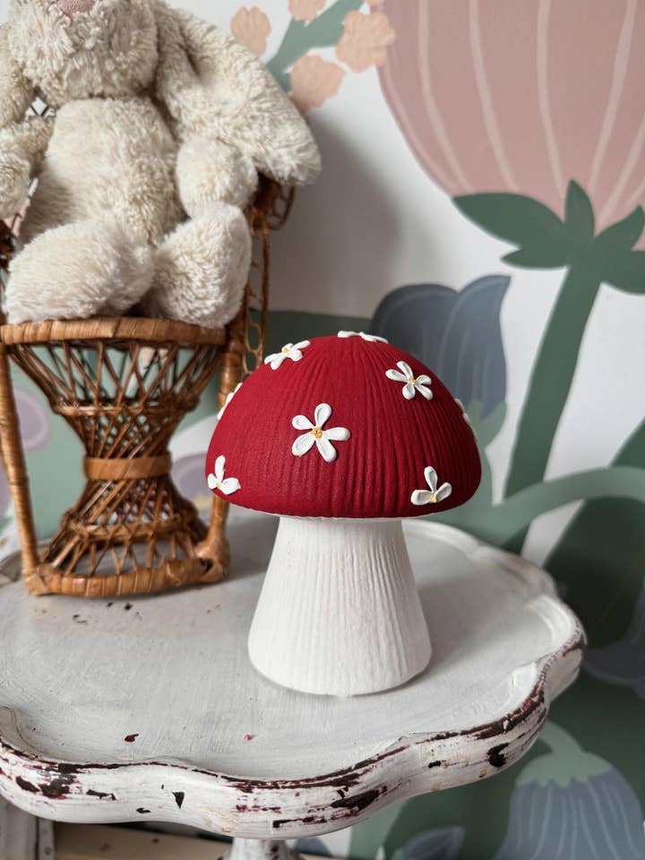 Decoração de Recordação de Margarida de Cogumelo Vermelho de Cerâmica de Fairyland por atacado de Casinha Flores