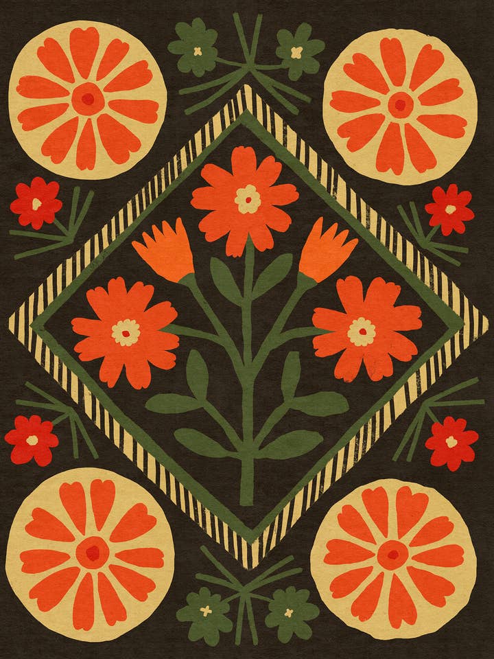 Art Print - Folk Garden in Bloom for wholesale by Anisa Makhoul