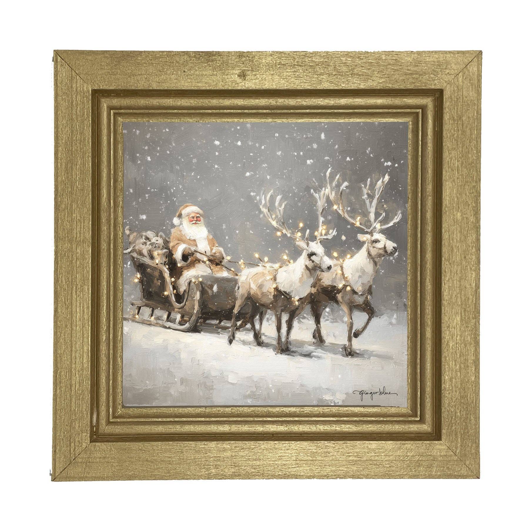 ginger blue - Wholesale Christmas Wall Art - Christmas Lights on Sleigh2