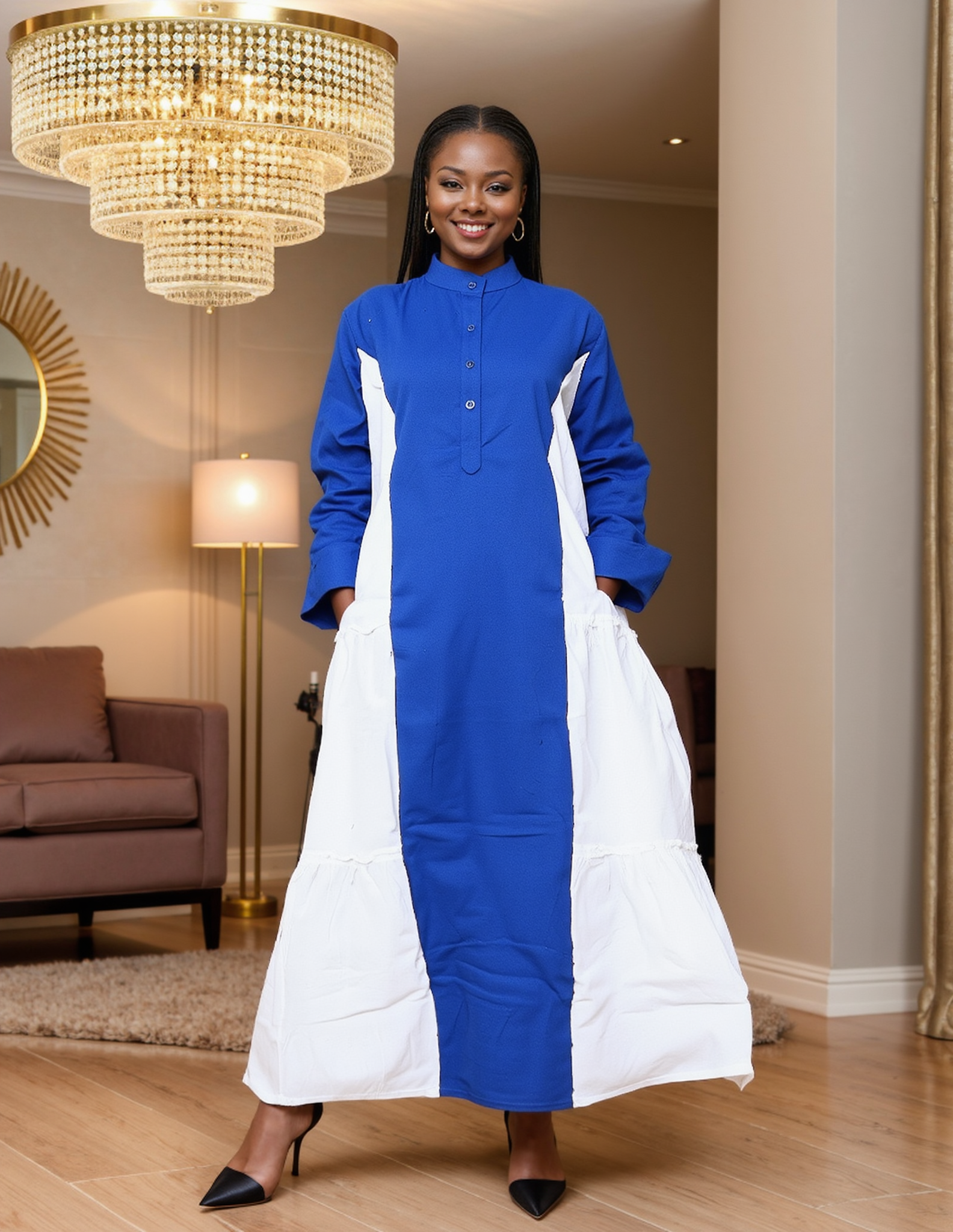 KaraChic - Wholesale Dress - Women's - 7907- Women's Ankle Length Button Down Pocketed Dress5