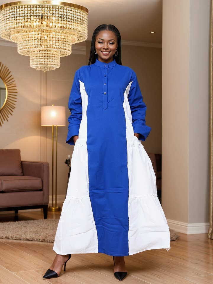 KaraChic - Wholesale Dress - Women's - 7907- Women's Ankle Length Button Down Pocketed Dress5