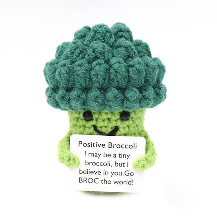 Crochet vegetables with Positive Message Card fun gifts for wholesale by Little Trendy