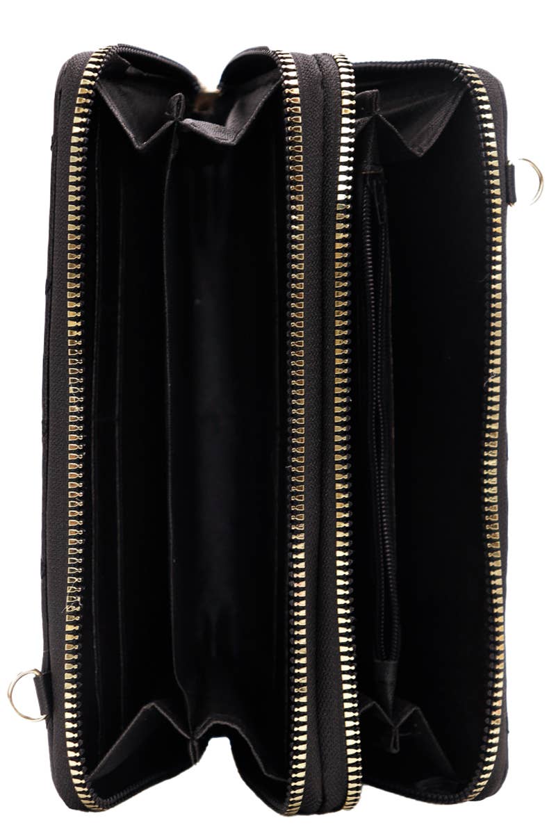 Cap Zone - Wholesale Wallet - Women's - Diamond Quilted PU Double Zipper Continental Wallet Bag4